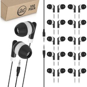 DOT Color Mix Bulk Wired Earbuds 100 Pack – Bulk Earbuds for Classroom, School & Testing – Economy Wired Headphones with 3.5 mm Jack, No Mic, Comfortable Silicone Tips, Mixed Colors for Laptop & PC in Kuwait