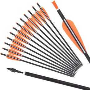 YLS Crossbow Bolts Arrows Carbon Arrow 16 18 20 22 inch with 100Grain Removable Tips (Pack of 12) in Kuwait