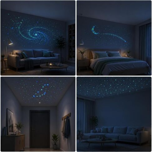 Amabro 1212 Pcs Glow in The Dark Bubble Stickers 3D Stars for Ceiling Decor in Kuwait