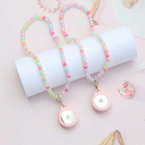 2 Pack Kids Necklace Holder for Airtag, Cute Girls Rainbow & Heart Shape Beaded Necklace Case for Girls in Kuwait