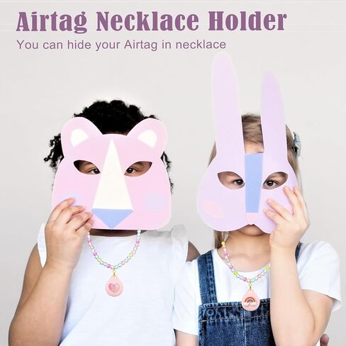2 Pack Kids Necklace Holder for Airtag, Cute Girls Rainbow & Heart Shape Beaded Necklace Case for Girls in Kuwait