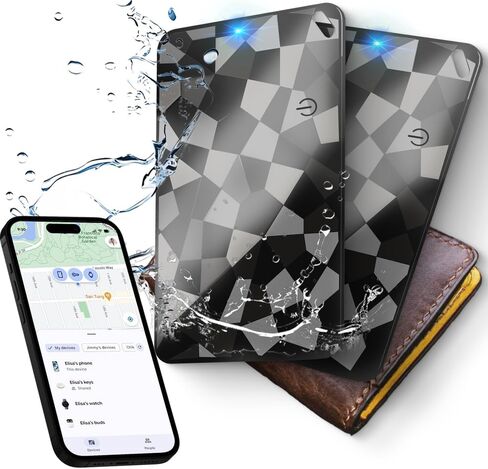 (2 Pack) Wallet Tracker Card (iOS & Android) Ultra-Thin Bluetooth Smart Card Tracking Card Item Tracker Work with Apple Find My & Google Find Hub, IPX4 Rechargeable GPS Tracker for Wallet Passport in Kuwait