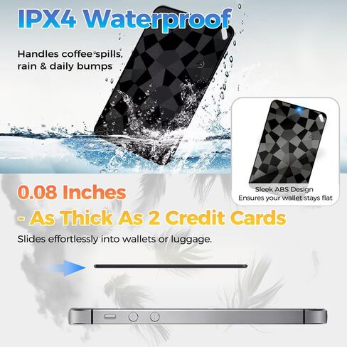 (2 Pack) Wallet Tracker Card (iOS & Android) Ultra-Thin Bluetooth Smart Card Tracking Card Item Tracker Work with Apple Find My & Google Find Hub, IPX4 Rechargeable GPS Tracker for Wallet Passport in Kuwait
