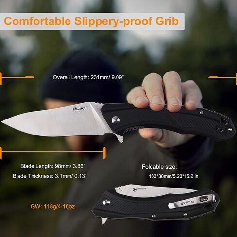 Ruike EDC Folding Pocket Knife, 8Cr13 Stainless Steel Blade, Liner Lock in Kuwait
