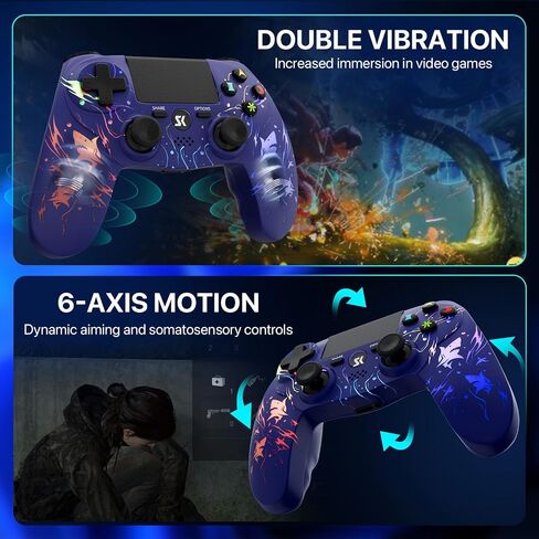 ISHAKO Wireless Controller for PS4, Adjustable RGB(Shark Purple) in Kuwait