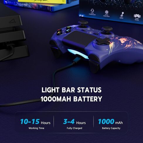 ISHAKO Wireless Controller for PS4, Adjustable RGB(Shark Purple) in Kuwait