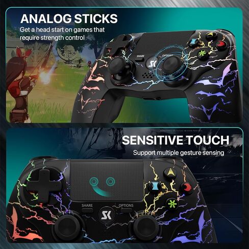 ISHAKO Wireless Controller for PS4, Adjustable RGB(Shark Black) in Kuwait