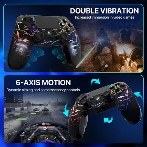 ISHAKO Wireless Controller for PS4, Adjustable RGB(Shark Black) in Kuwait