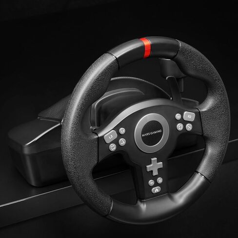 Mars Gaming MWH-RSXONE, SimRacing Steering Wheel, Zero Dead Zone and 270° Rotation, DriveSense Vibration, Shift Lever + Paddles, XL Pedals with Footrest, PC|PS3|PS4|Xbox One|Xbox Series X-S|Switch in Kuwait