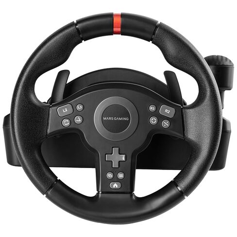 Mars Gaming MWH-RSXONE, SimRacing Steering Wheel, Zero Dead Zone and 270° Rotation, DriveSense Vibration, Shift Lever + Paddles, XL Pedals with Footrest, PC|PS3|PS4|Xbox One|Xbox Series X-S|Switch in Kuwait