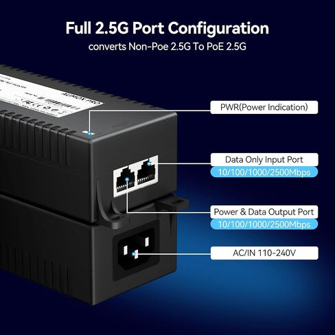 محول طاقة إيثرنت PoE 2.5G PoE++، بقوة 60 وات in Kuwait