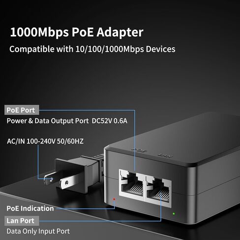 محول حقن PoE جيجابت 30 وات، متوافق مع IEEE 802.3af/at، يحول شبكة غير PoE إلى شبكة PoE، 10/100/1000 ميجابت في الثانية، تمديد الشبكة حتى 328 قدمًا، التوصيل والتشغيل in Kuwait