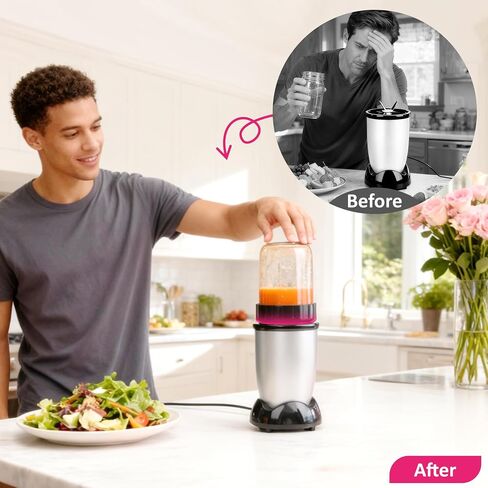 Adapter for Magic Bullet Blender And Ball Wide-Mouth Mason Jar - Blend Directly in a Mason Jar Replace Plastic Cup-Accessory for Magic Bullet 250 Watt Blender in Kuwait