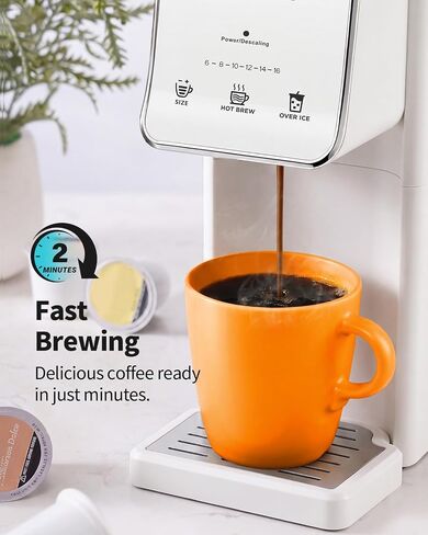KIDISLE Single Serve K Cup & Ground Coffee Maker, Hot & Iced Brew, White in Saudi Arabia
