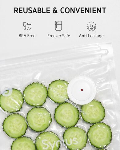 Syntus Compact Vacuum Sealer for Food with 30 Reusable Vacuum Seal Bags Set in Kuwait