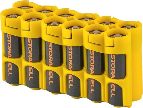 Storacell AA-12 Battery Storage Caddy and Dispenser (Pack of 2), Black, Holds 12 AA Batteries (Not Included), Durable & Compact Design, The Original Battery Caddy, Made in The USA in Kuwait