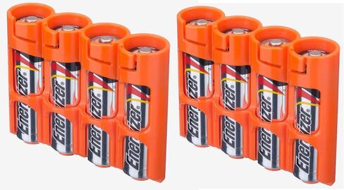 AA Battery Storage Caddy by Storacell (2 Pack), Orange, Holds 4 Batteries (Not Included) in Kuwait