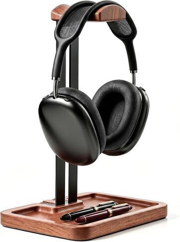 LOXP Wooden Headphone Holder, Solid Stand with Non-Slip and Storage Base in Saudi Arabia