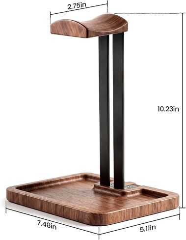 LOXP Wooden Headphone Holder, Solid Stand with Non-Slip and Storage Base in Saudi Arabia