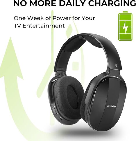 Wireless Headphones for TV with 2.4GHz RF Transmitter Charging Holder, Personal Volume, Plug and Play, 100FT, Bluetooth TV Headphones Wireless for Seniors, No Delay, Support OPT/RCA/AUX, Black, DB100 in Saudi Arabia