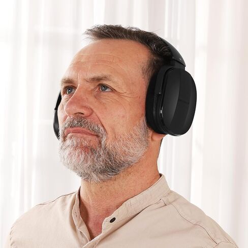 Wireless Headphones for TV with 2.4GHz RF Transmitter Charging Holder, Personal Volume, Plug and Play, 100FT, Bluetooth TV Headphones Wireless for Seniors, No Delay, Support OPT/RCA/AUX, Black, DB100 in Saudi Arabia