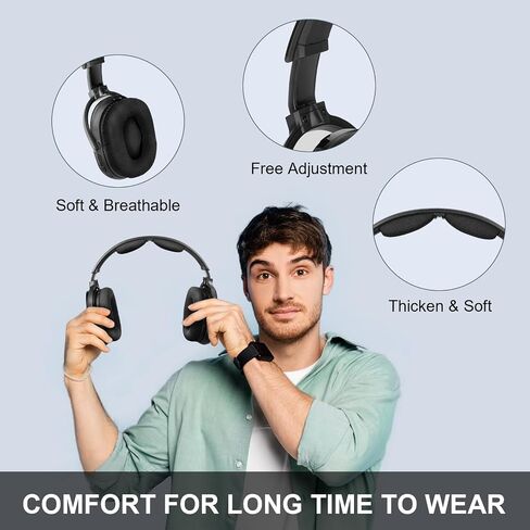 Wireless Headphones for TV with 2.4GHz RF Transmitter Charging Holder, Personal Volume, Plug and Play, 100FT, Bluetooth TV Headphones Wireless for Seniors, No Delay, Support OPT/RCA/AUX, Black, DB100 in Saudi Arabia