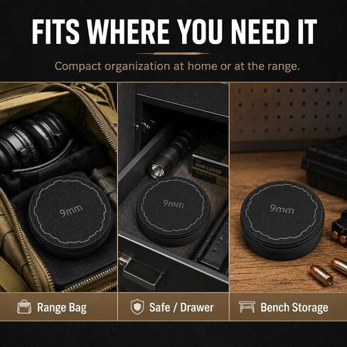 LBH MARKET 9mm Ammo Storage Can – Holds 55 Rounds – Compact Stackable Ammo Organizer for Range Bag, Safe & Bench Storage in Kuwait