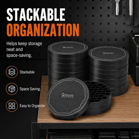 LBH MARKET 9mm Ammo Storage Can – Holds 55 Rounds – Compact Stackable Ammo Organizer for Range Bag, Safe & Bench Storage in Kuwait