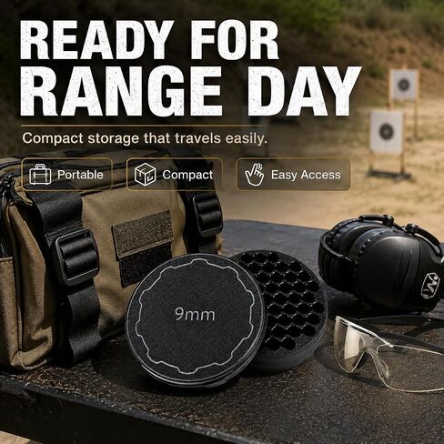 LBH MARKET 9mm Ammo Storage Can – Holds 55 Rounds – Compact Stackable Ammo Organizer for Range Bag, Safe & Bench Storage in Kuwait