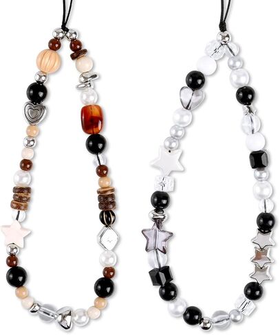 2 Pcs Phone Charm Strap Universal Handmade Wrist Strap Camera Lanyard Pearl Beaded Cute Shell Chain String Accessories Universal for iPhone/Samsung Women Girls Bag Keychain Ocean Style in Saudi Arabia