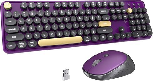 Keyboard and Mouse Wireless Black Purple in Kuwait