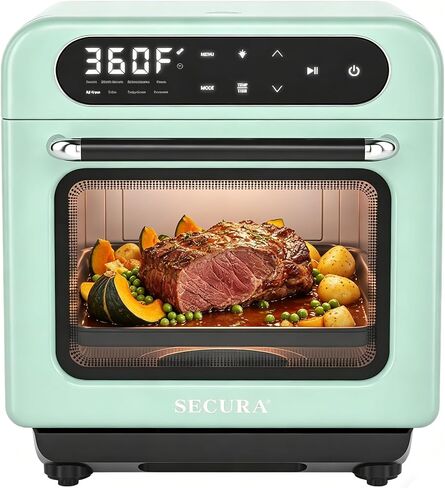 Secura 13-Quart Steam Air Fryer Oven, 10-in-1 Multifunction Convection Toaster Oven with Rapid Steam, Bake, Dehydrate, Ferment, Healthy Nutritious Food Steamer, Compact Countertop Oven, Mint Green in Kuwait