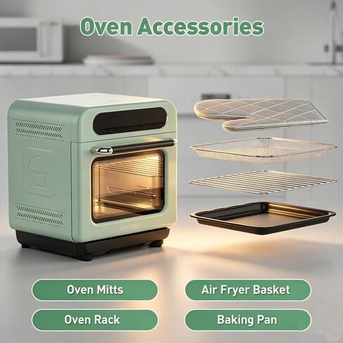Secura 13-Quart Steam Air Fryer Oven, 10-in-1 Multifunction Convection Toaster Oven with Rapid Steam, Bake, Dehydrate, Ferment, Healthy Nutritious Food Steamer, Compact Countertop Oven, Mint Green in Kuwait