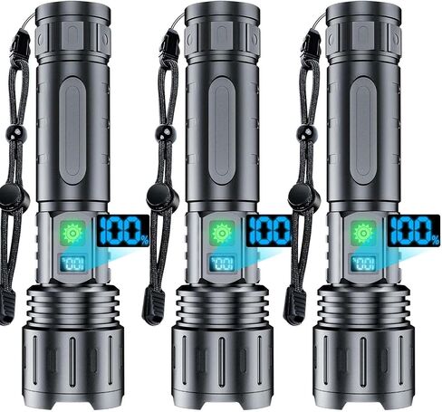 Hoxida Flashlights High Lumens Rechargeable - 2000 Lumens Long Beam Super Bright LED Flash Light with Power Display & IPX5 Waterproof for Camping, 20H Runtime,5 Modes,Zoomable Handheld Flashlight in Kuwait