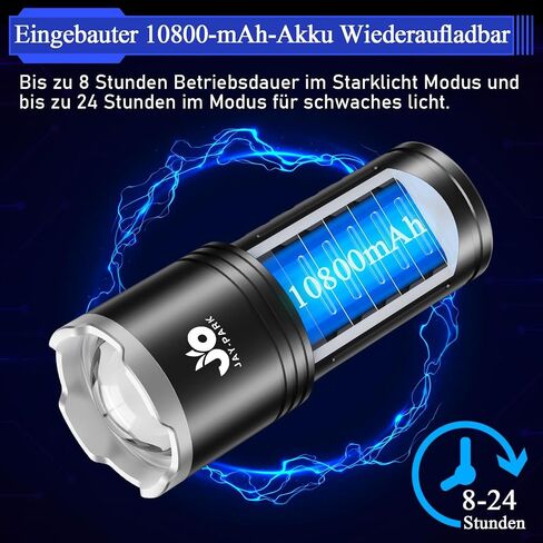 JAY-PARK LED Flashlights High Lumens 100000 Rechargeable 10800mAh Battery in Kuwait