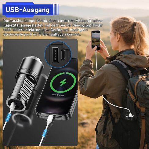 JAY-PARK LED Flashlights High Lumens 100000 Rechargeable 10800mAh Battery in Kuwait
