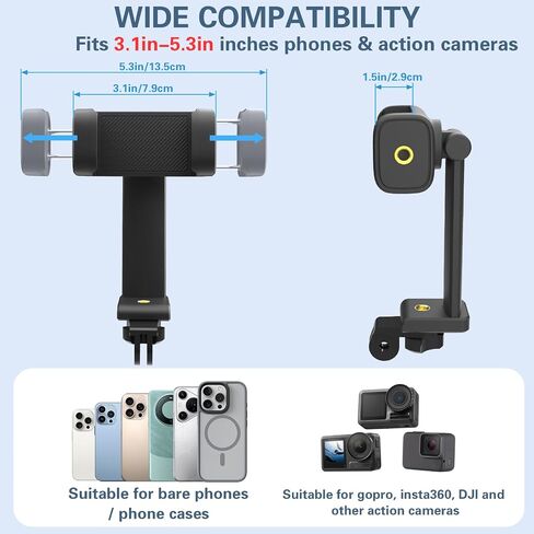 Beviliu Neck Phone Holder for Recording, Hands-Free POV/Vlog Neck Mount with Phone Clip & Chest Strap for Cooking/Fishing/Video Filming, Content Creator Phone Holder for iPhone Android Insta360 in Kuwait