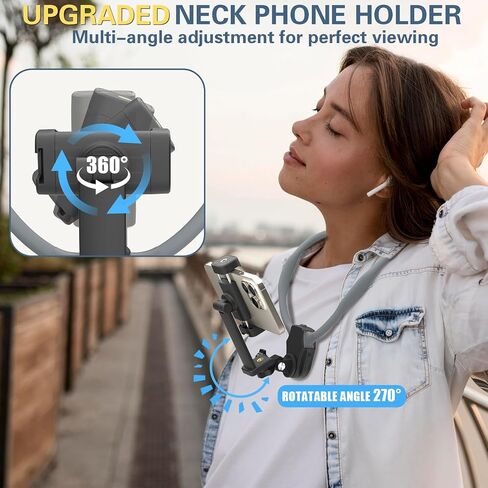 Beviliu Neck Phone Holder for Recording, Hands-Free POV/Vlog Neck Mount with Phone Clip & Chest Strap for Cooking/Fishing/Video Filming, Content Creator Phone Holder for iPhone Android Insta360 in Kuwait