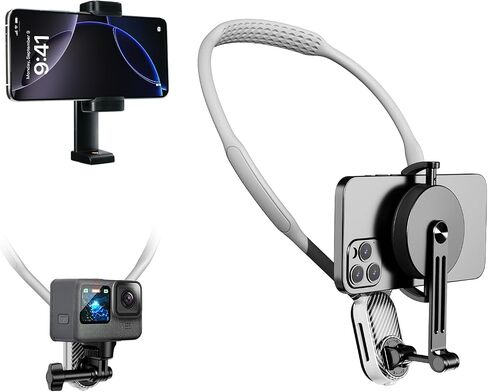 Magnetic Neck Mount for Phones, POV Phone Holder Hand Free Chest Stand Video Recording Vlog for iPhone 17 16 15 14 13 Android Phones in Kuwait