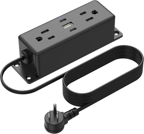 CCCEI Wall Mount Power Strip with USB Ports, Under Desk Mountable Power Strip with Outlets, 4FT Flat Plug Extension Cord Outlet, 20W USB-C Ports. in Kuwait