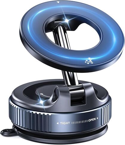 Vacuum Magnetic Car Phone Mount, 118LBS Nano Gel Suction Cup, 360° Adjustable, Compatible with Magsafe iPhone 12-17 Air Pro Max, Car Phone Holder for Dashboard Windshield Textured Surfaces in Kuwait