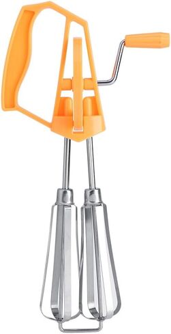 Egg Beaters Hand Crank, Manual Hand Mixer Stainless Steel Mixer Rotary Egg Beater Manual Hand Beater Egg Batter Beater Rotating Semi Automatic Eggbeater (White) in Kuwait