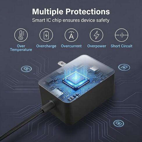 شاحن Surface Pro بقدرة 45 واط USB C متوافق مع Microsoft Surface Pro 13 12 كمبيوتر محمول/كمبيوتر لوحي 2 في 1 (2025) محول Surface 45 واط USB-C عالمي أسود للتيار المتردد الداخلي in Kuwait