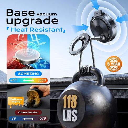 NeverDrop Car Mount for MagSafe [2 Bases for Any Surface | 118+LBS Ultra Grip | 2400gf Strong Magnetic] 360° Adjustable Car Phone Holder, Phone Holders for Your Car for All Smartphones, Carbon Fiber in Kuwait
