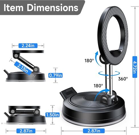 NeverDrop Car Mount for MagSafe [2 Bases for Any Surface | 118+LBS Ultra Grip | 2400gf Strong Magnetic] 360° Adjustable Car Phone Holder, Phone Holders for Your Car for All Smartphones, Carbon Fiber in Kuwait