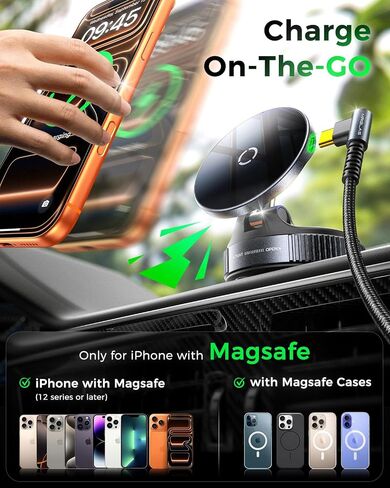 【Upgraded】for 15W MagSafe Car Mount Phone Charger w/ 3.3' USB-C Cable in Kuwait