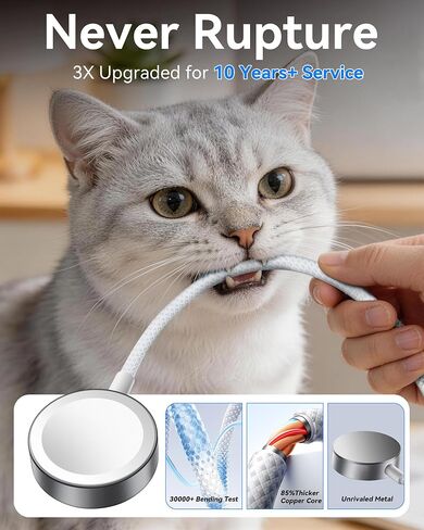 Minlu 2 in 1 USB A/C Cable for Apple Watch Charger,4Ft Braided Portable Designed for Magnetic Wireless Fast iWatch Charging Cord,Vacation Camping Essentials for iWatch Series Ultra/SE/10-2- White in Kuwait