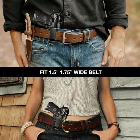 GUN & FLOWER Leather IWB Holster, Inside Waistband Concealed Carry for Beretta 92FS/ Beretta M9, Right Hand, Full Grain Leather Custom Made Holster in Kuwait