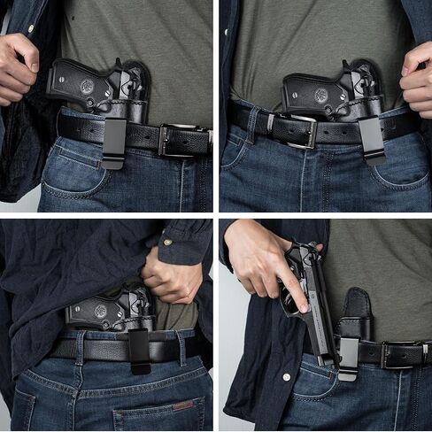GUN & FLOWER Leather IWB Holster, Inside Waistband Concealed Carry for Beretta 92FS/ Beretta M9, Right Hand, Full Grain Leather Custom Made Holster in Kuwait