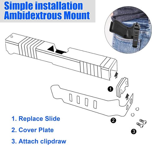 Gun Belt Clip for Glock Gen 1-4 Holster Clip Low Profile Slim Concealed Carry Gun Clip for Glock 17, 19, 22, 23, 24, 25, 26, 27, 28, 30S, 31, 32, 33, 34, 35, 36 and 41 in Kuwait